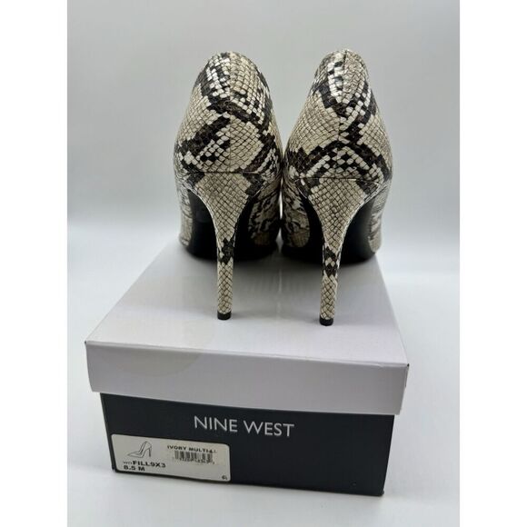 Nine West Stiletto Pumps Faux Snake Skin Ivory Multi Women’s Size 8.5 With Box - Picture 5 of 8